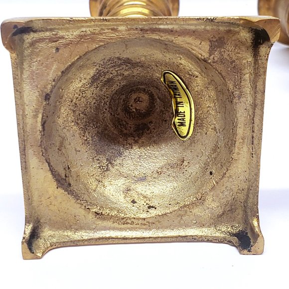 Pair of Vintage Brass Candle Sticks Taper Holders 5" Tall Lot Set Made in Taiwan - Picture 5 of 8